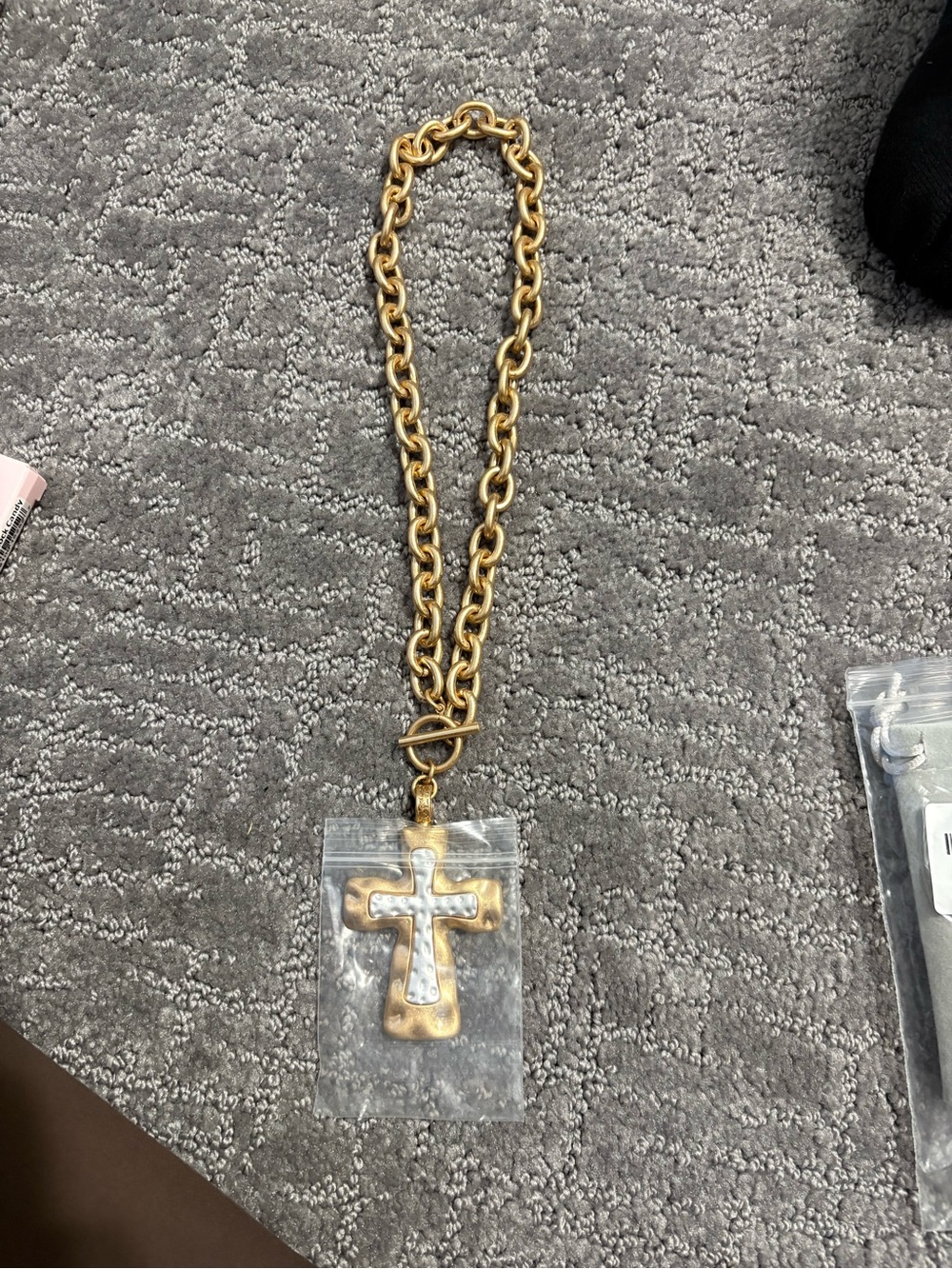 Gold-Tone Cross Pendant Chain Necklace - Women Accessories
